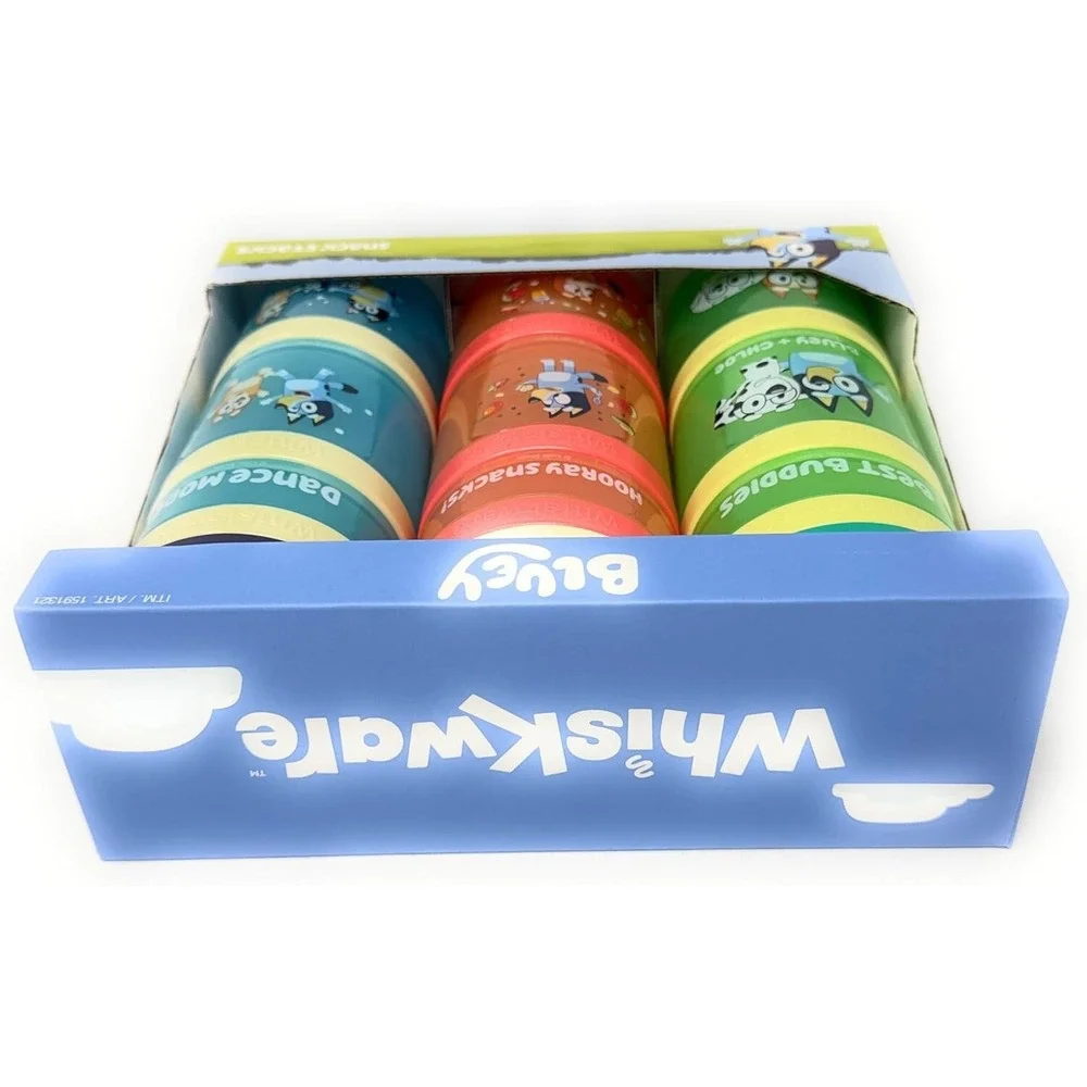 Bluey ~ Whiskware 3 snack‎ Stacks ~ BPA and Phthalate-free Dishwasher Safe